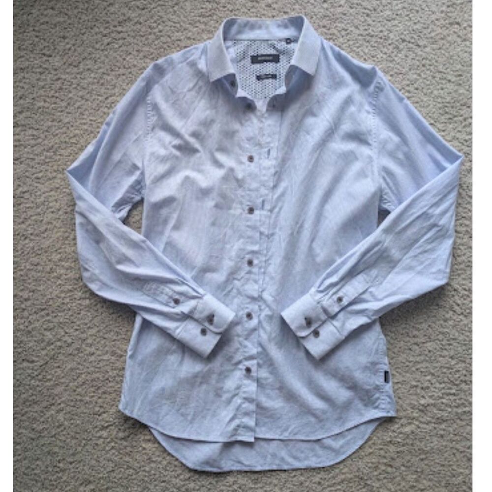 Martinique Denmark Blue and White Print Men's Dress Shirt Sz M